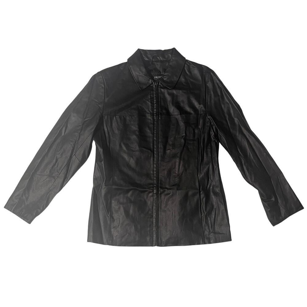 ARSENAL Women's Black Genuine Leather Zip Front Jacket Sz.  M - Good